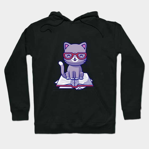 Cat Reads Book Hoodie by AvocadoShop